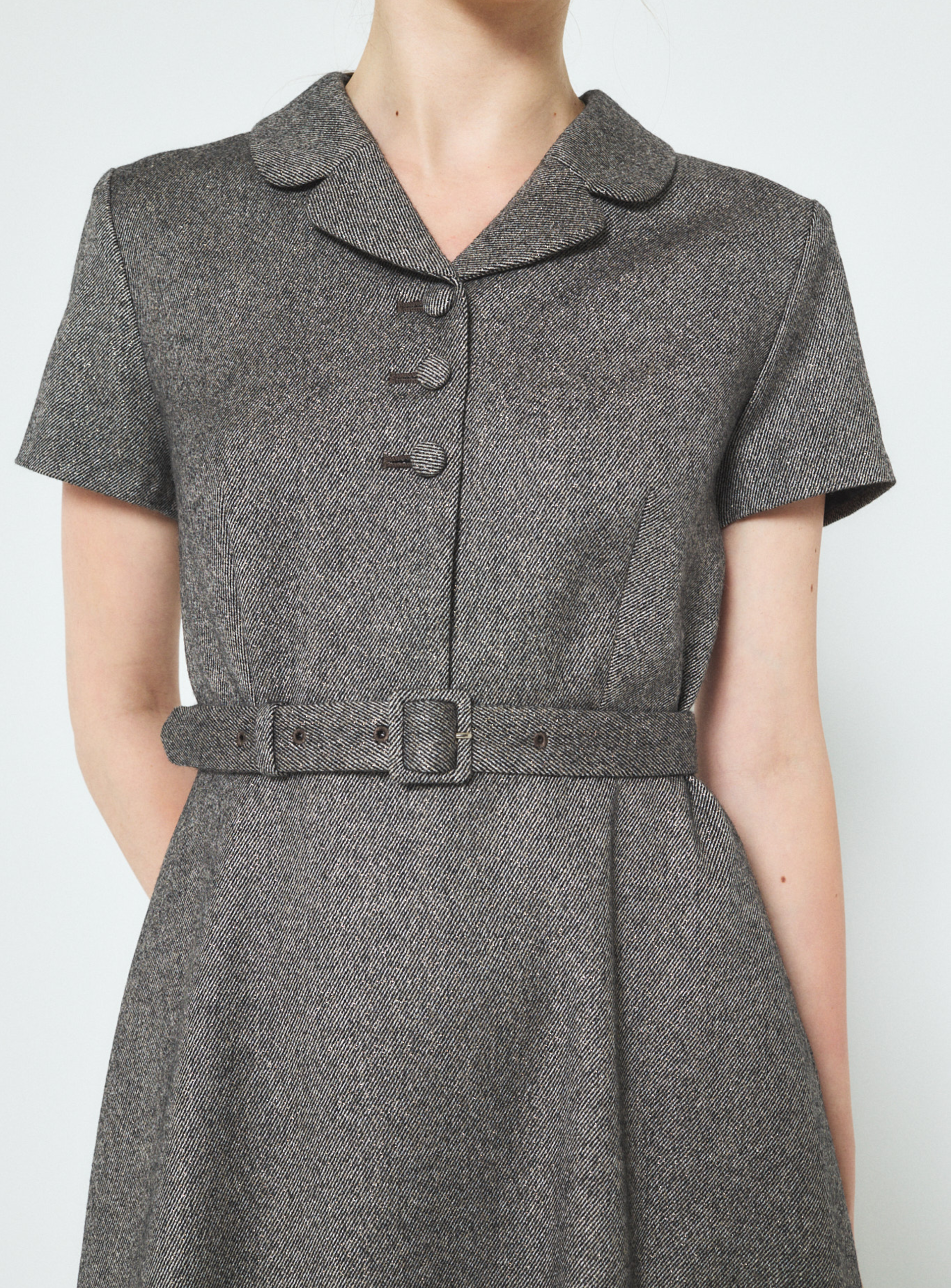 randy ワンピース Asymmetry buckle tweed dress Randy Asymmetry buckle tweed dress ランディー