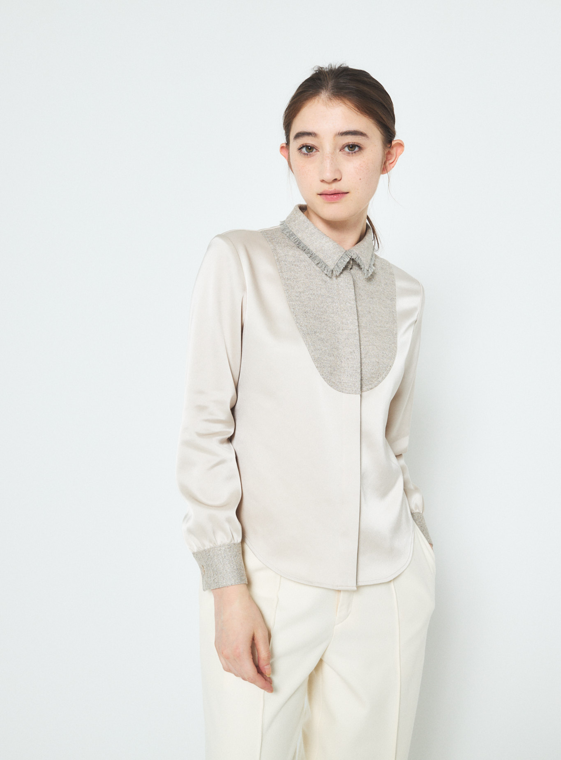 Fancy Tweed Button Up Shirt - Beige – A.SHIMUS