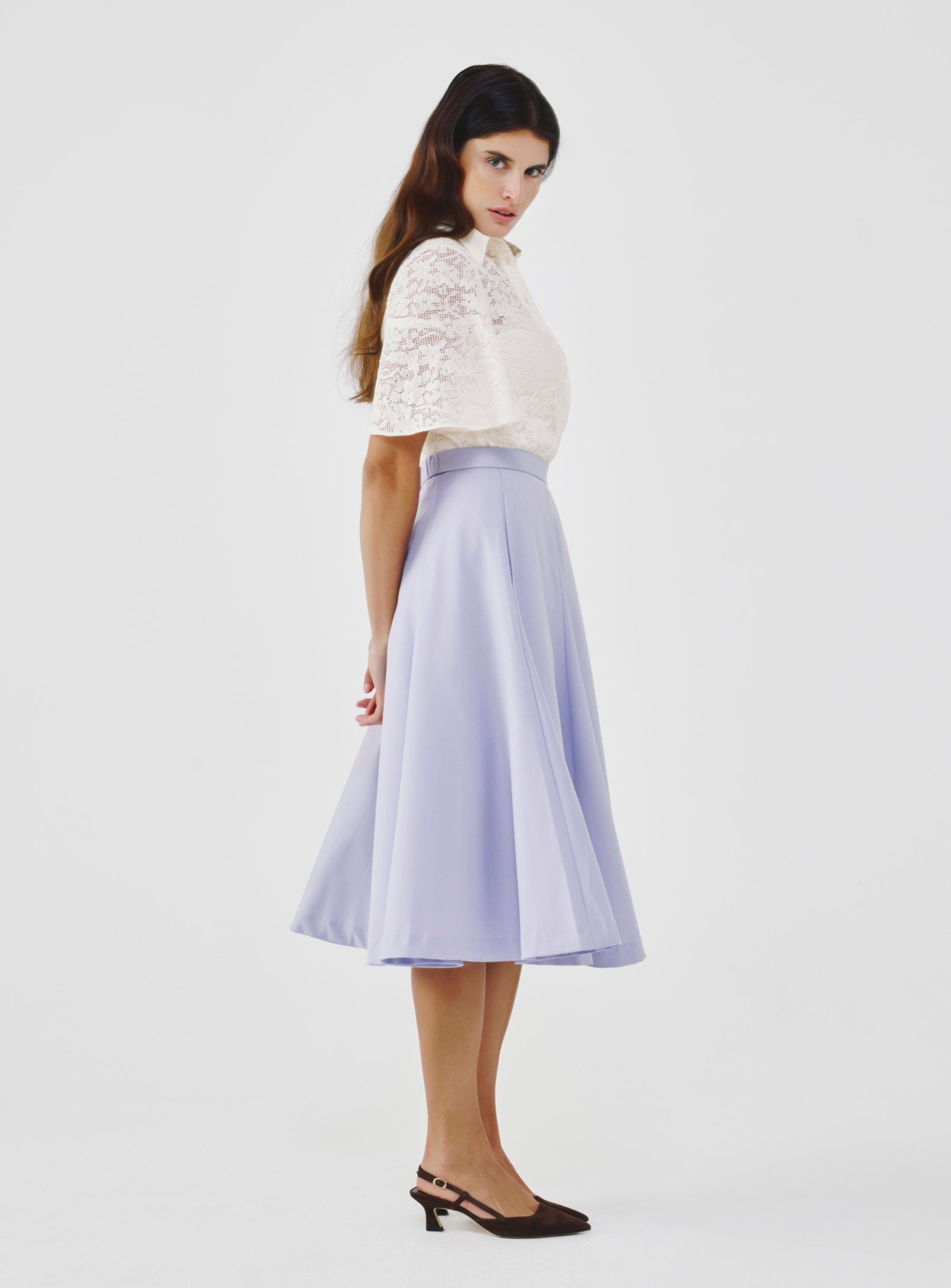High-Waist Midi Skirt with Elastic Waistband – A.SHIMUS