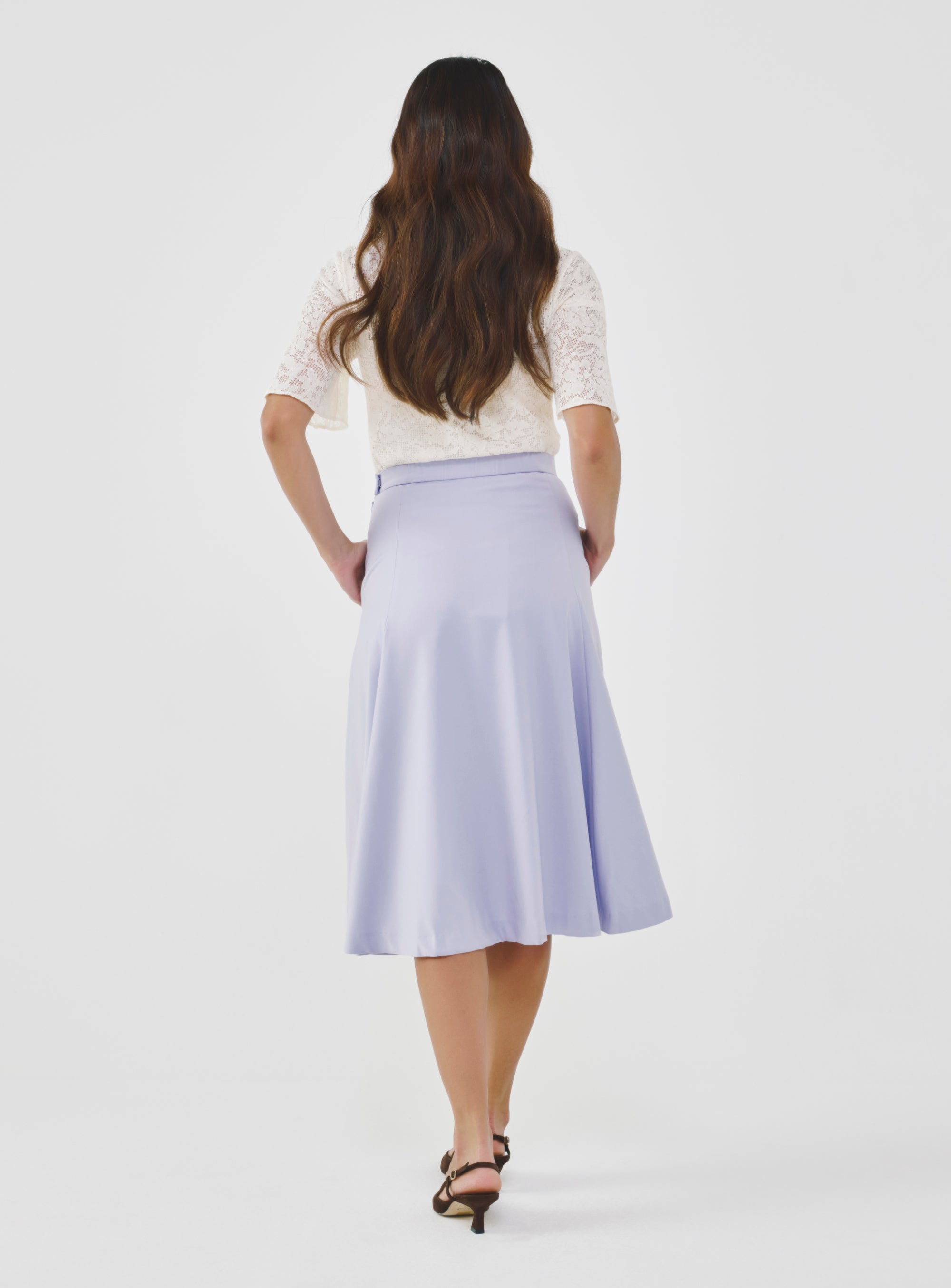 High-Waist Midi Skirt with Elastic Waistband – A.SHIMUS