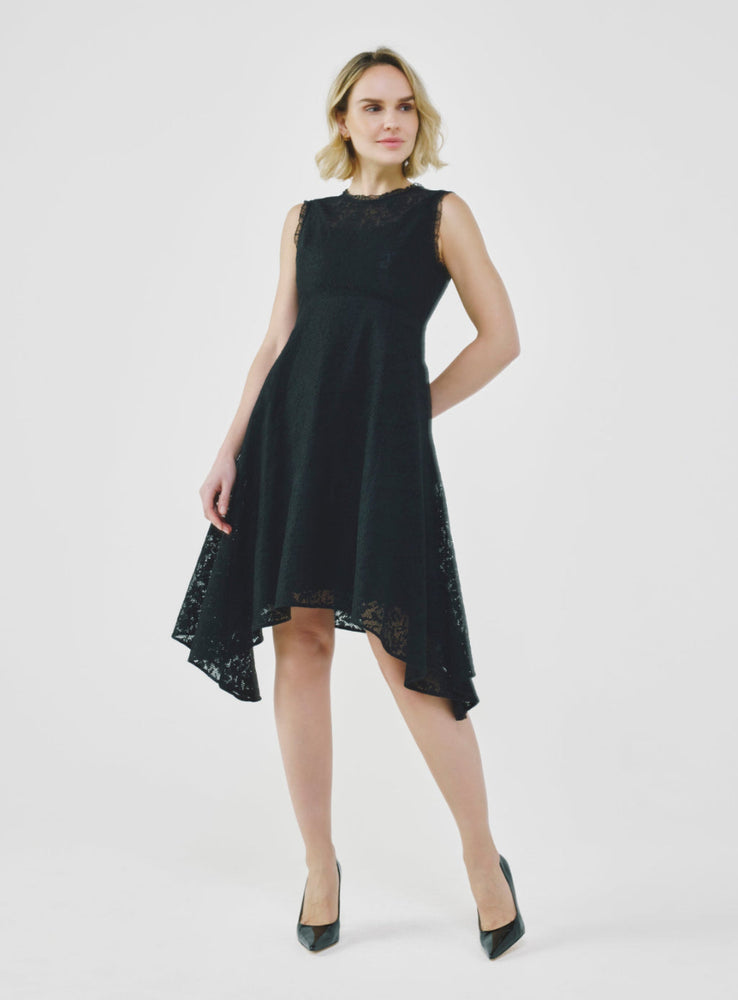 Sleeveless Cotton Tweed Dress Dark Navy / XS
