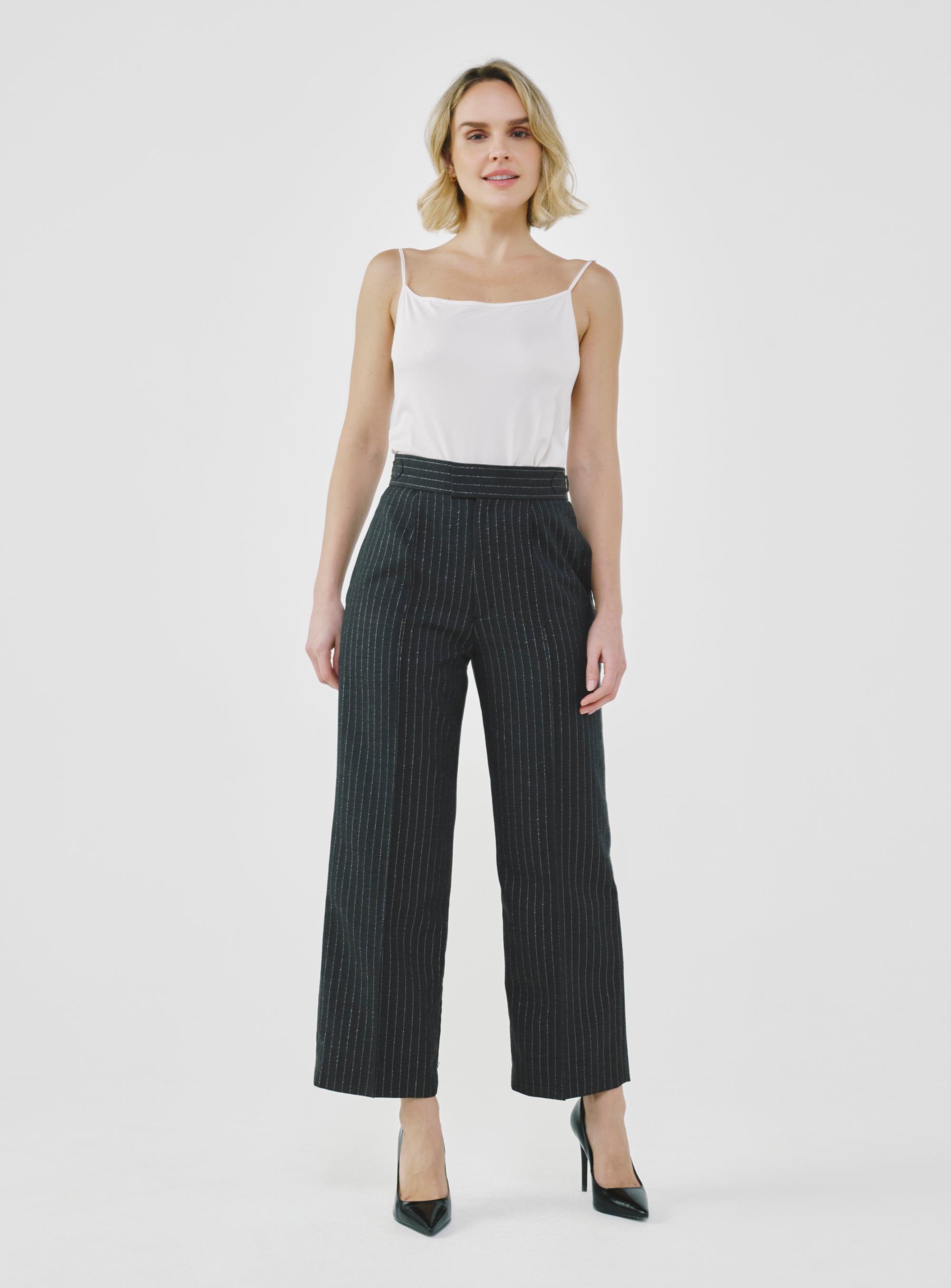 Pinstripe High-Waist Tailored Pants – A.SHIMUS