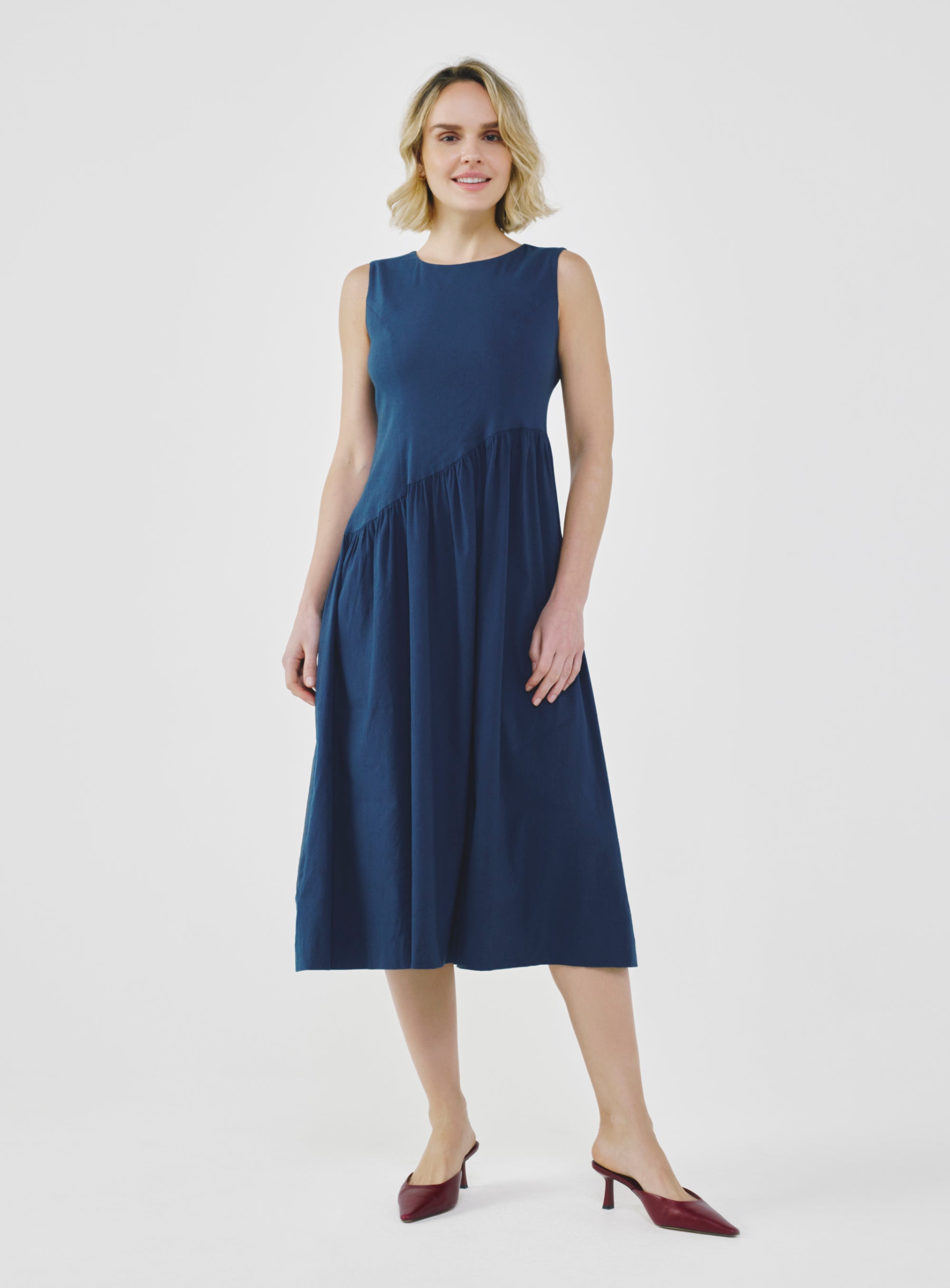 Petite Dress – Effortless Elegance for Professional Women (Linen & Rayon Blend) Navy / XS Petite Dress – Effortless Elegance for Professional Women (Linen & Rayon Blend) Navy / XS