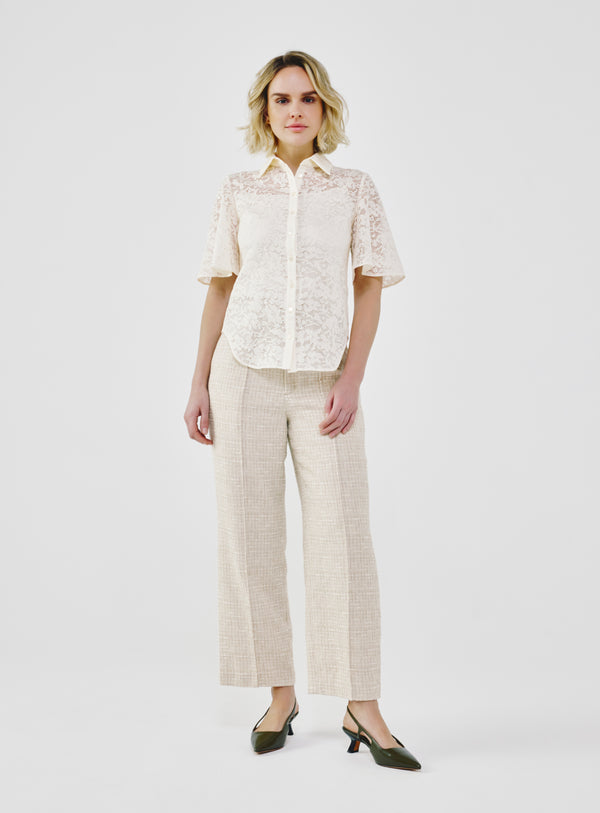 Organic Cotton Lace Shirt - Off-White