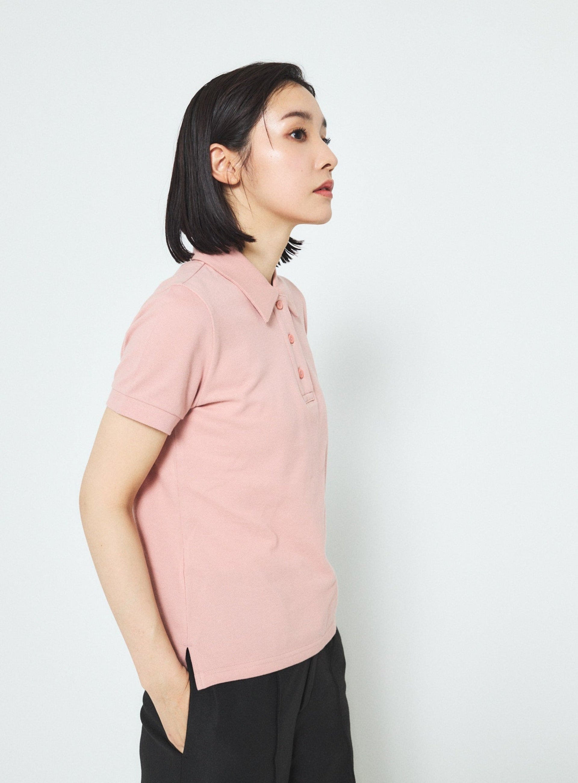 logo embroidery pleats polo op ピンク logo embroidery pleats polo op – BUNNY APARTMENT