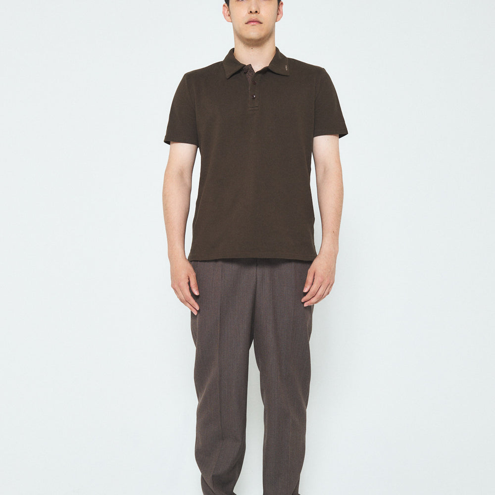 Cotton Polo Shirt with Fancy Tweed