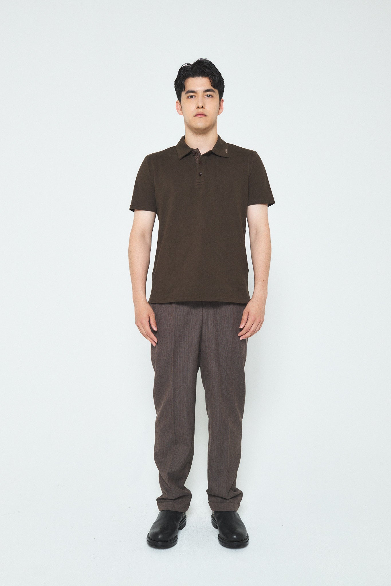 Cotton Polo Shirt with Fancy Tweed