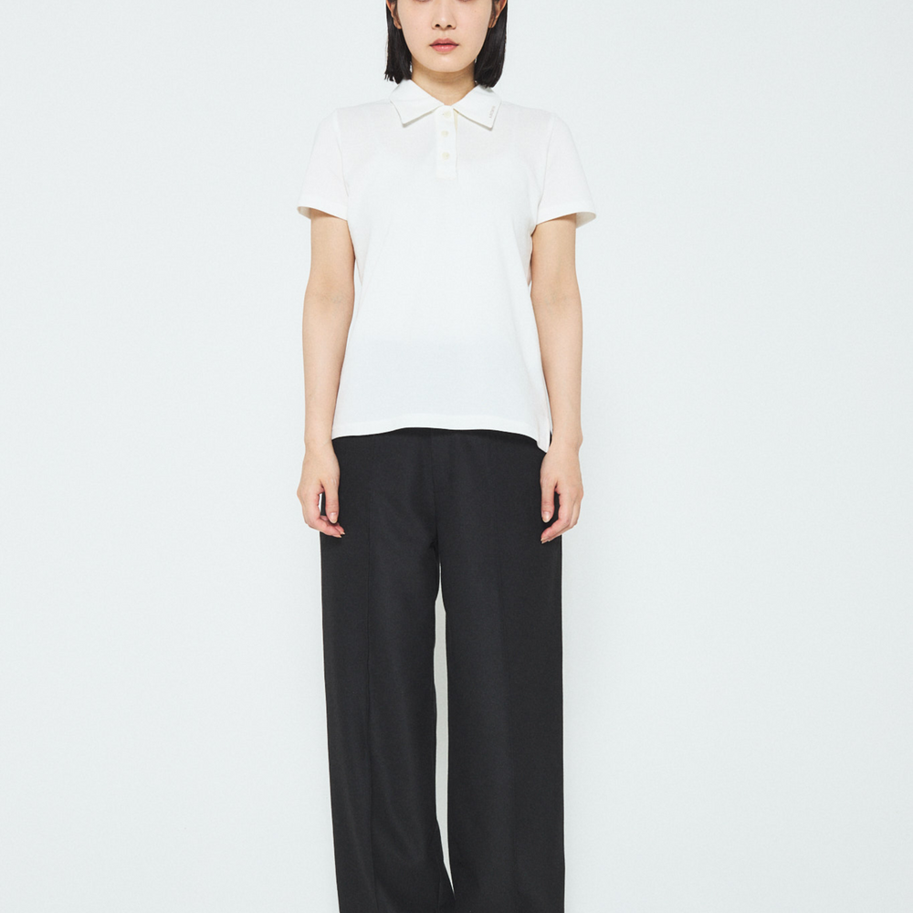 Cotton Polo Shirt with Fancy Tweed - Off-White JP