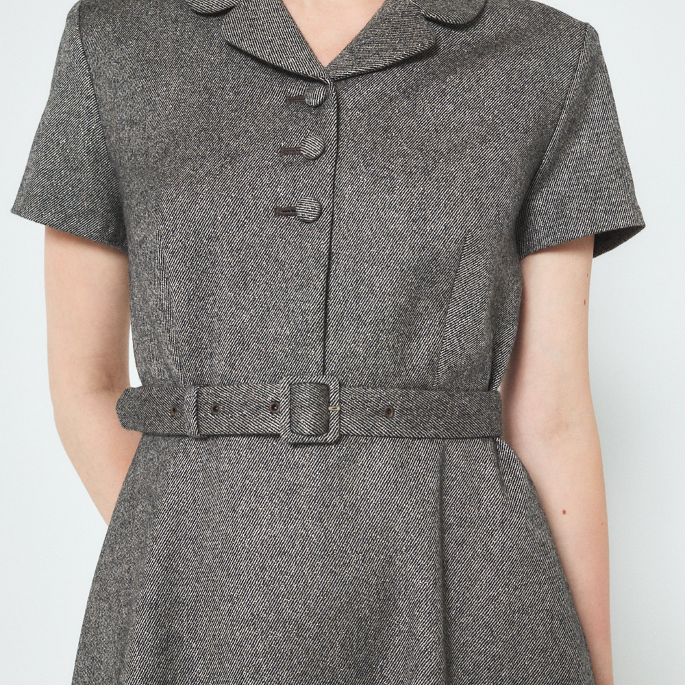 Classic Fancy Tweed Midi Dress