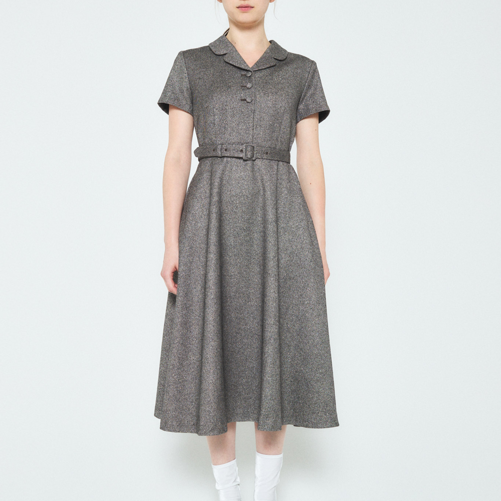 Classic Fancy Tweed Midi Dress