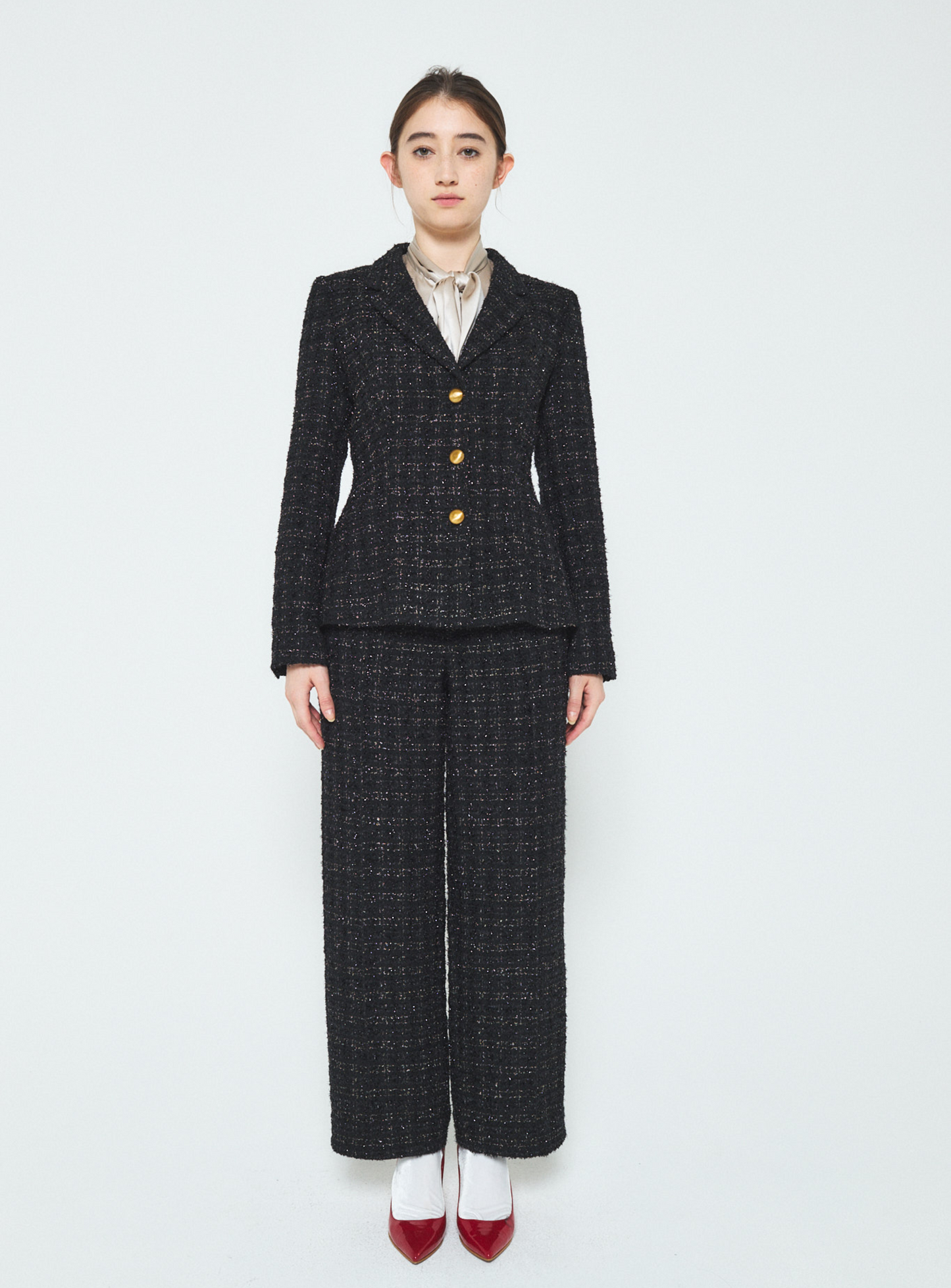 Single-Breasted Fancy Tweed Jacket