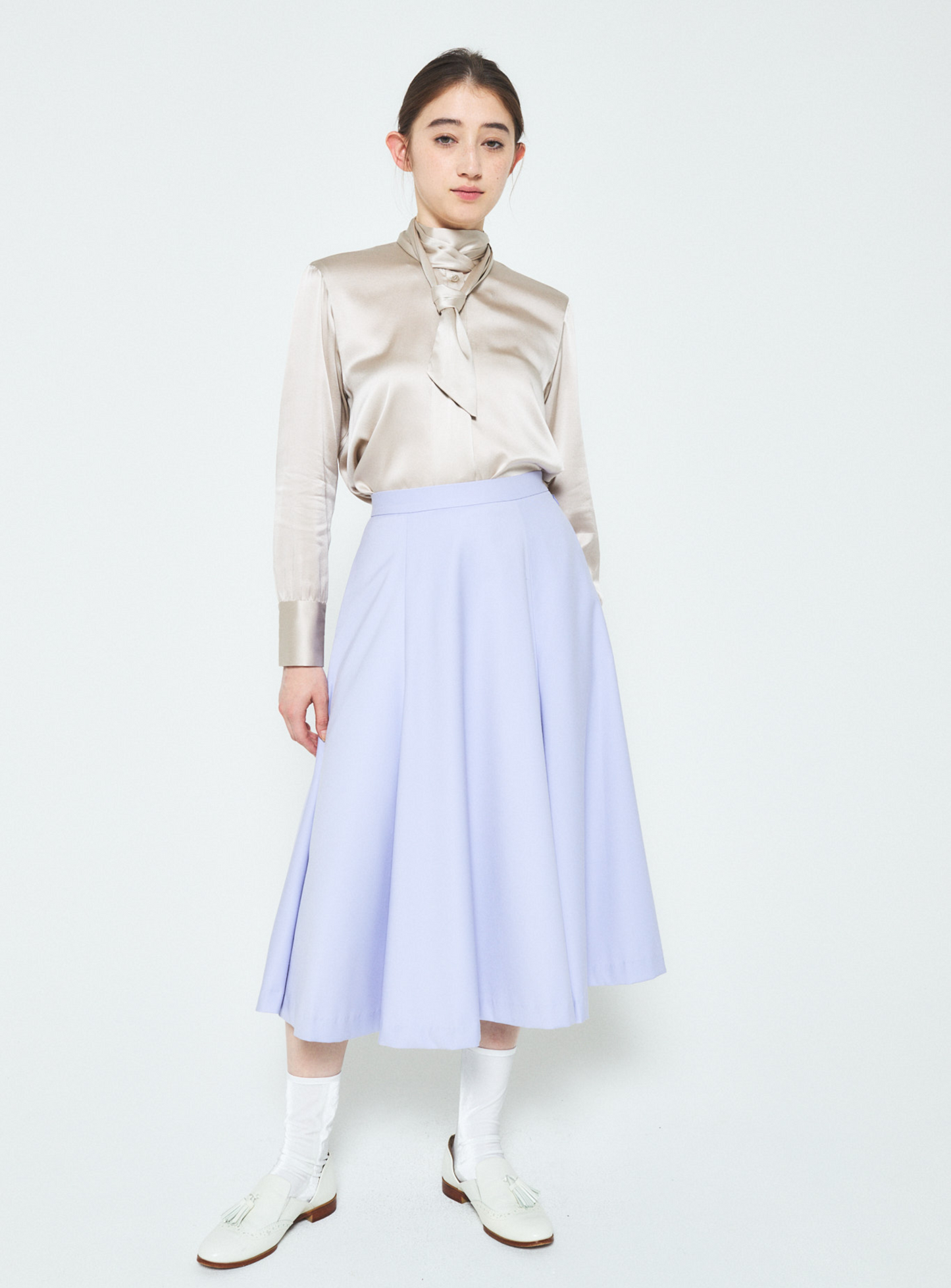 Silk Bow Blouse - Beige