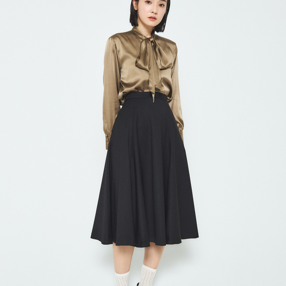 Silk Bow Blouse - Khaki
