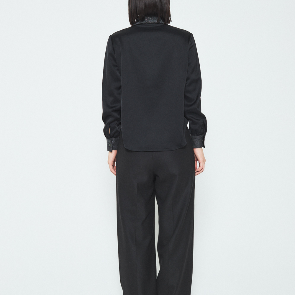 Fancy Tweed Button Up Shirt - Black