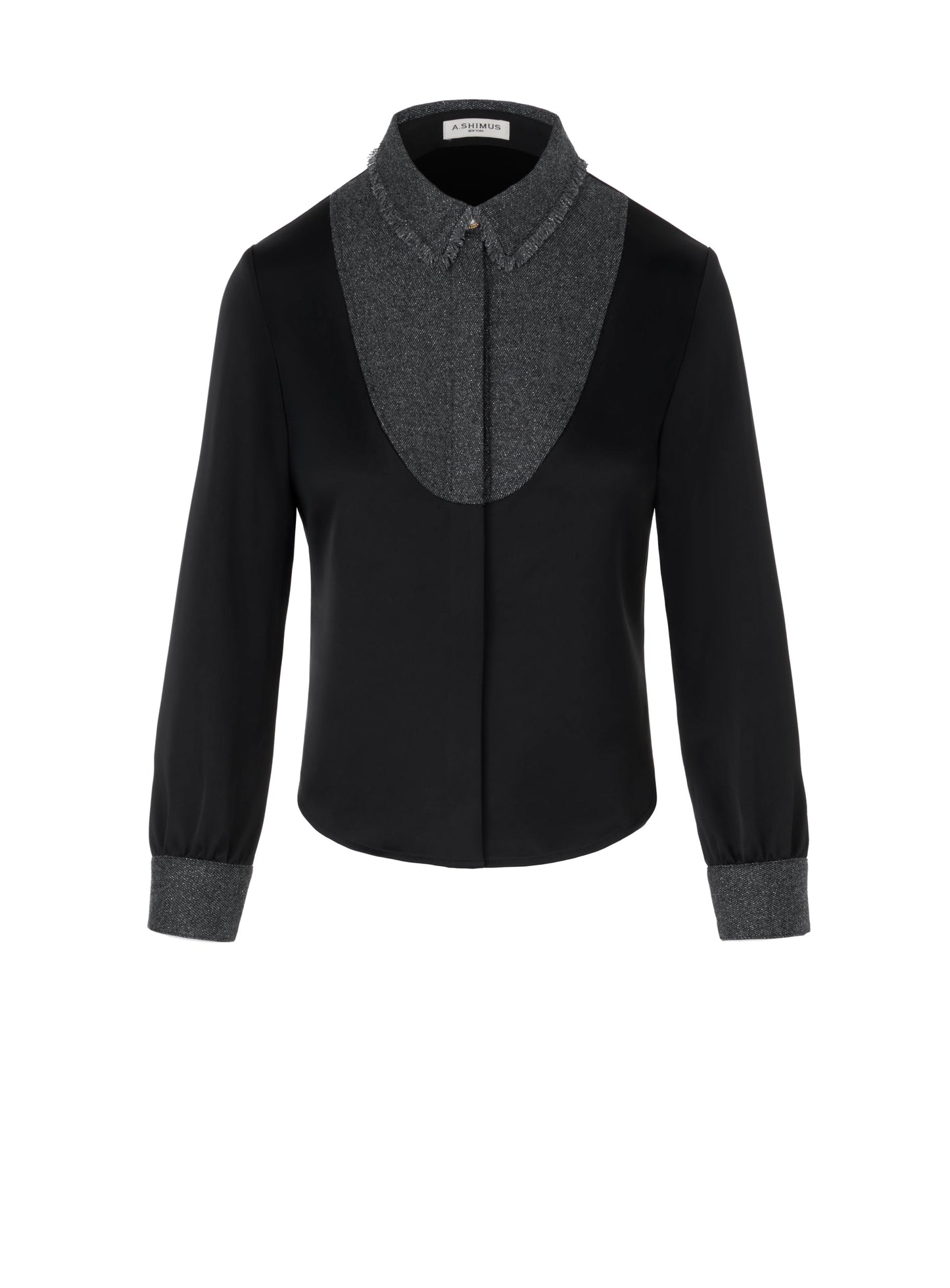 Fancy Tweed Button Up Shirt - Black JP