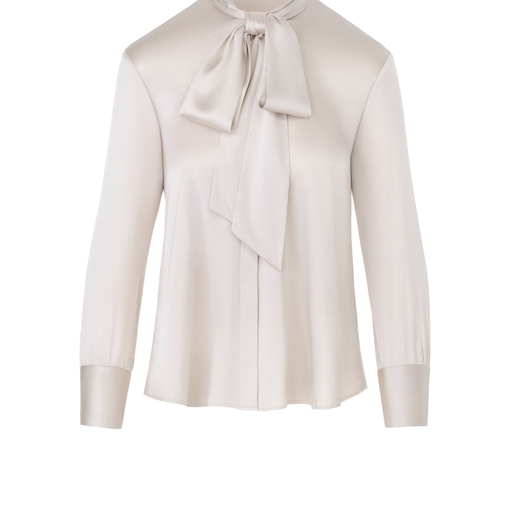 Silk Bow Blouse - Beige