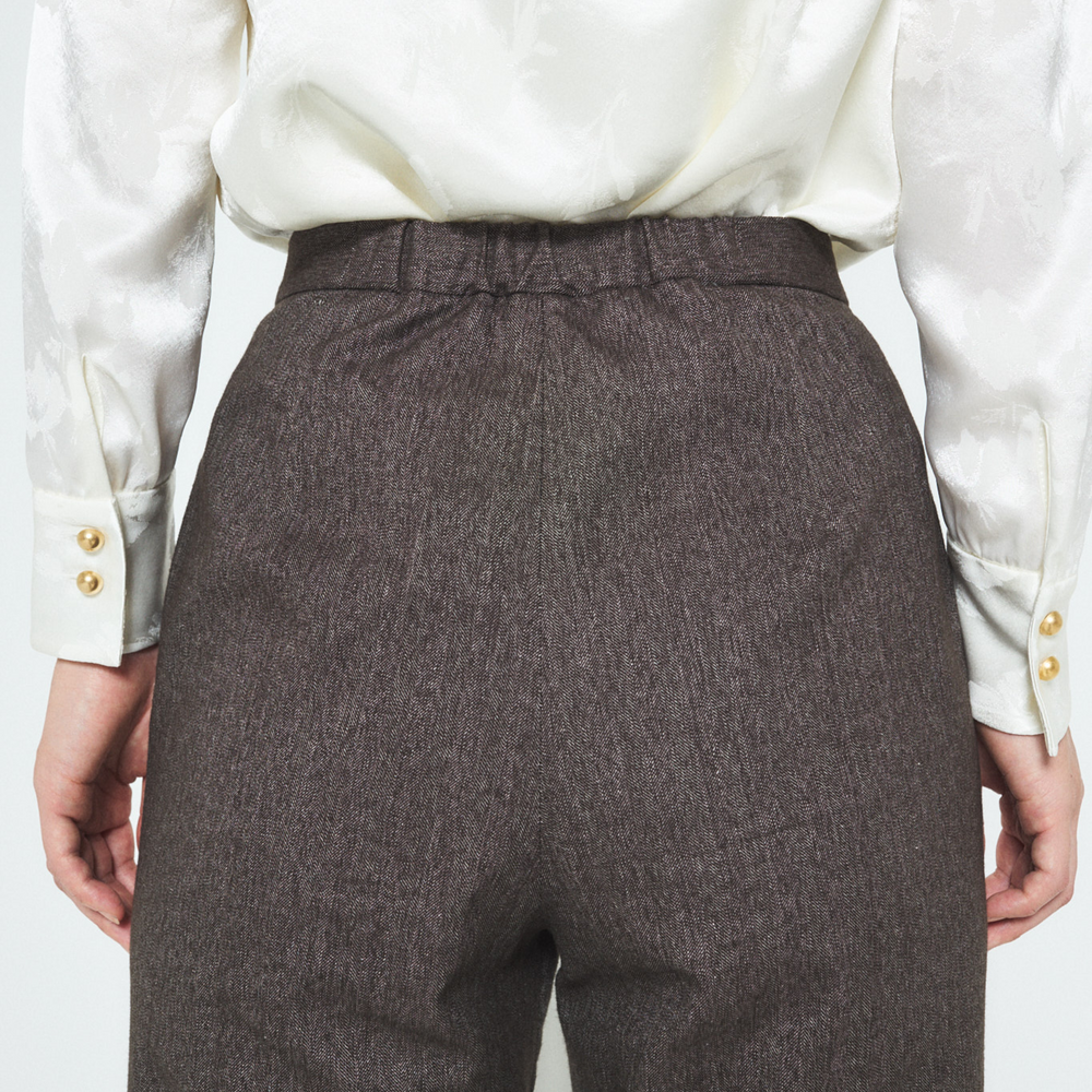 Brown Cotton Cropped Pants