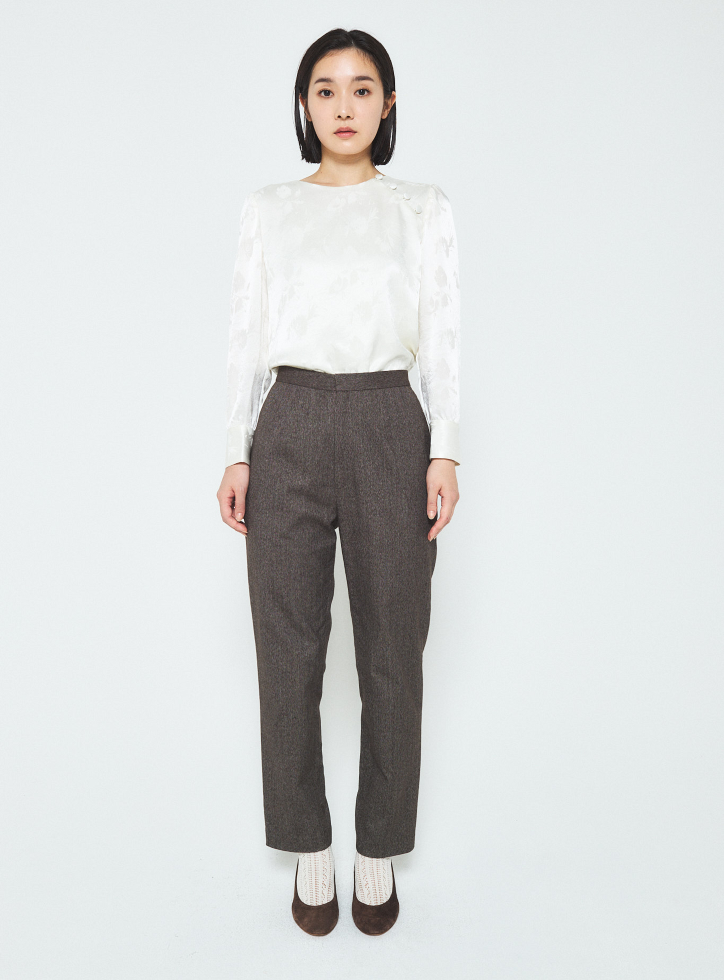 Brown Cotton Cropped Pants