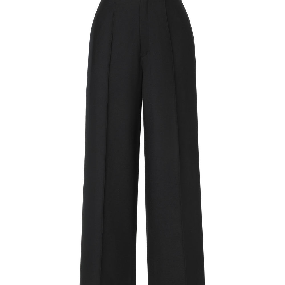 Wide Leg Pants with Elastic Waistband - Black JP