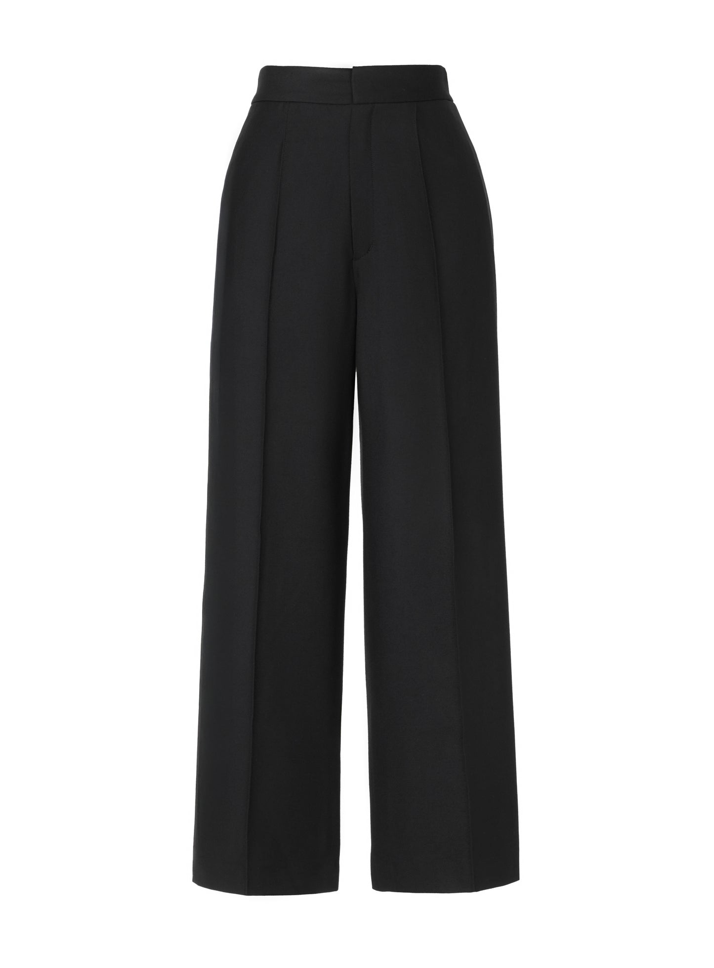 Wide Leg Pants with Elastic Waistband - Black