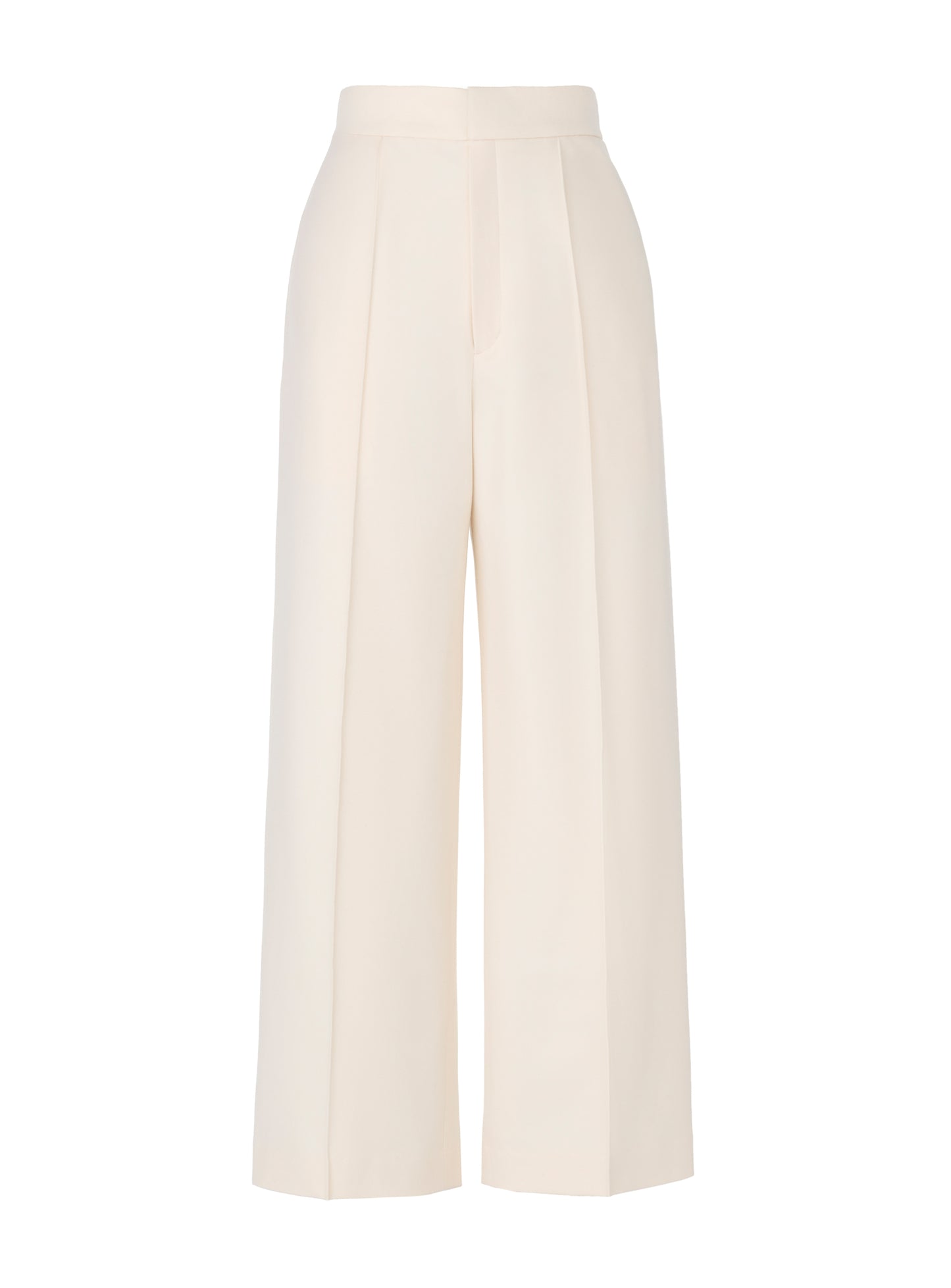 Wide Leg Pants with Elastic Waistband - Ivory