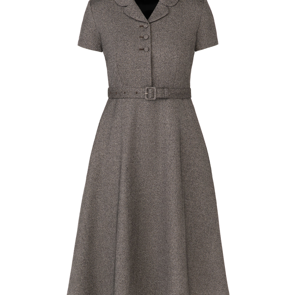 Classic Fancy Tweed Midi Dress