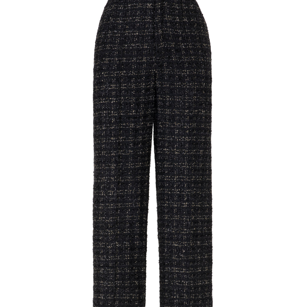 Fancy Tweed Wide Leg Pants with Elastic Waistband