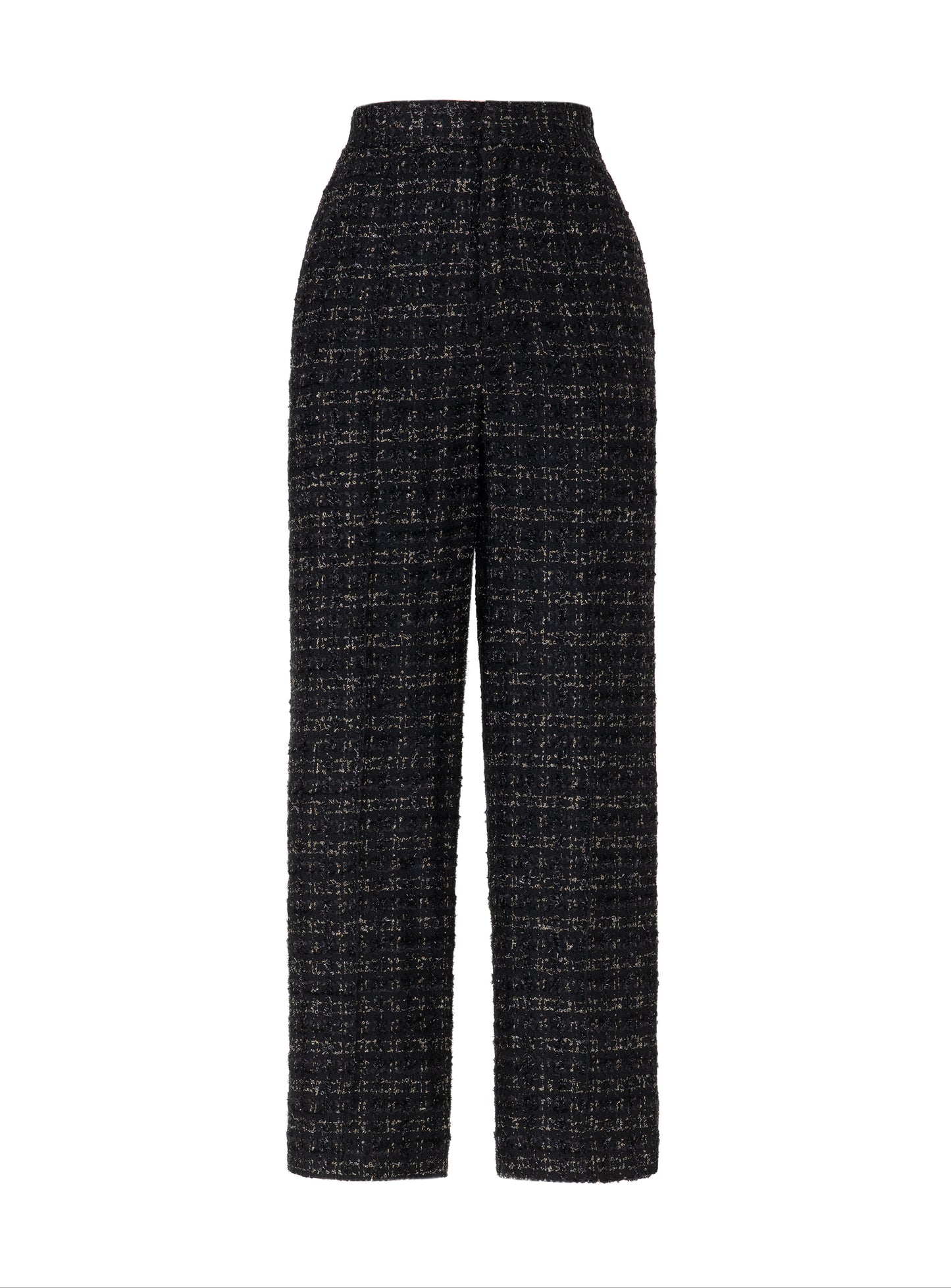 Fancy Tweed Wide Leg Pants with Elastic Waistband