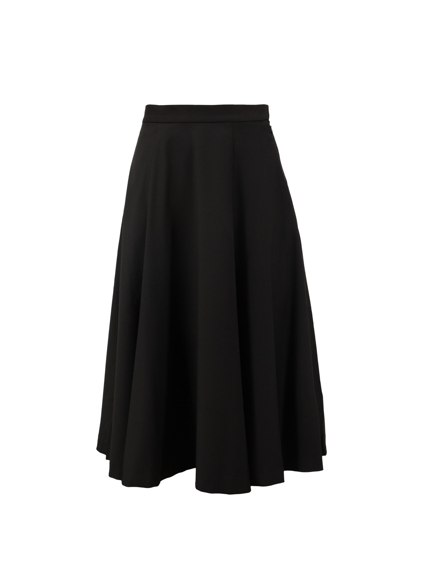 High-Waist Midi Skirt with Elastic Waistband - Black