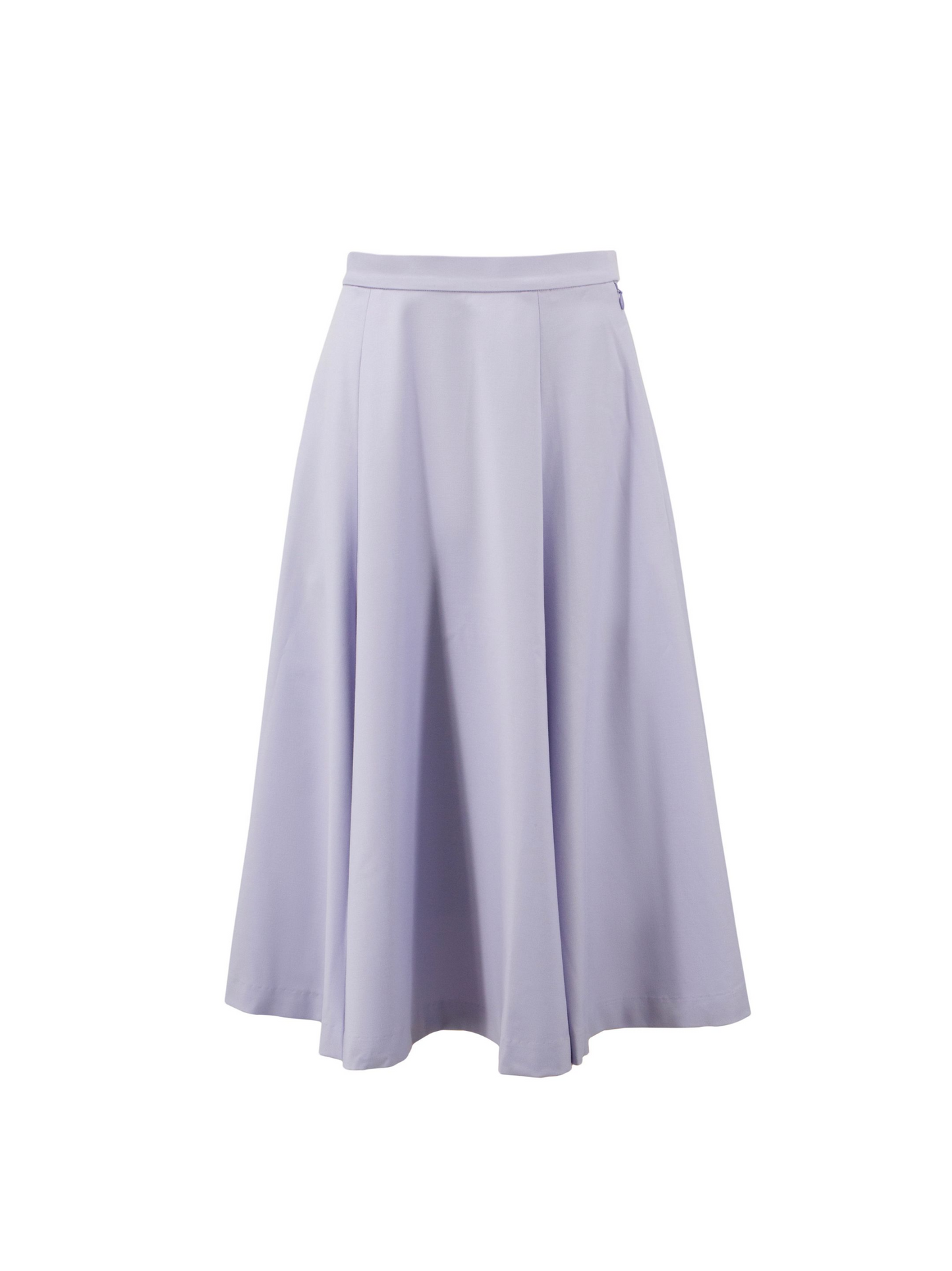 High-Waist Midi Skirt with Elastic Waistband - Lilac