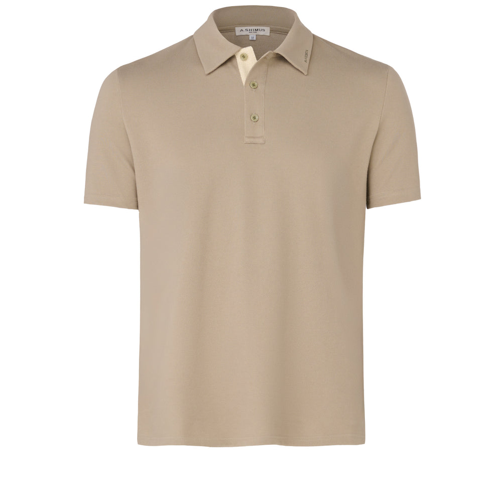 Cotton Polo Shirt with Fancy Tweed - Olive