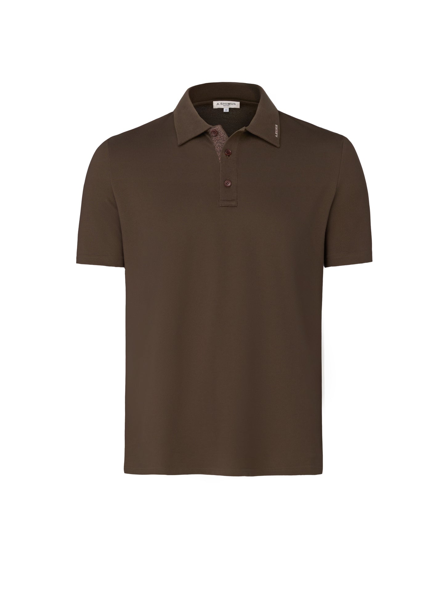 Cotton Polo Shirt with Fancy Tweed - Chocolate