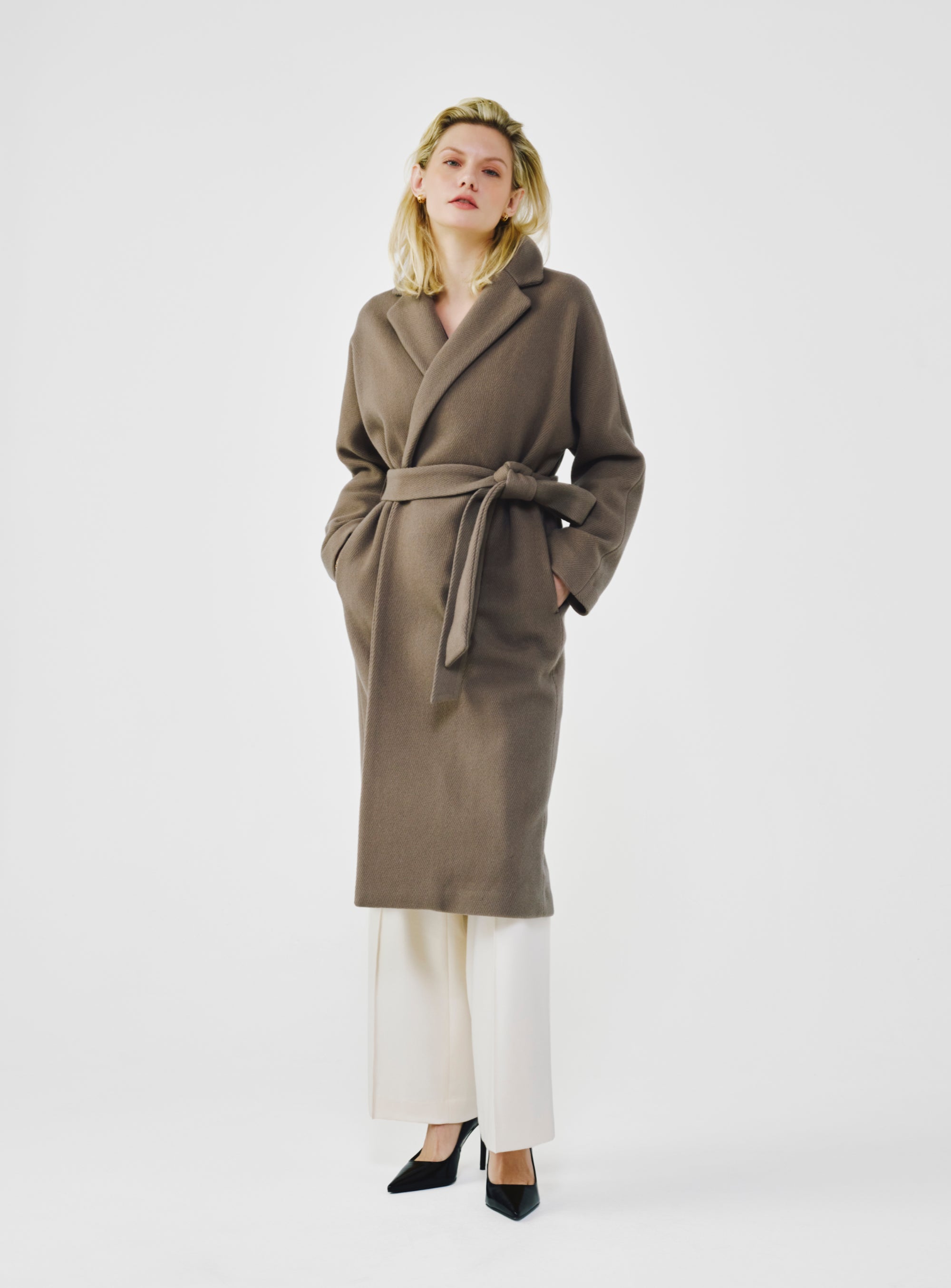 Herringbone Virgin Wool Wrap Coat – A.SHIMUS