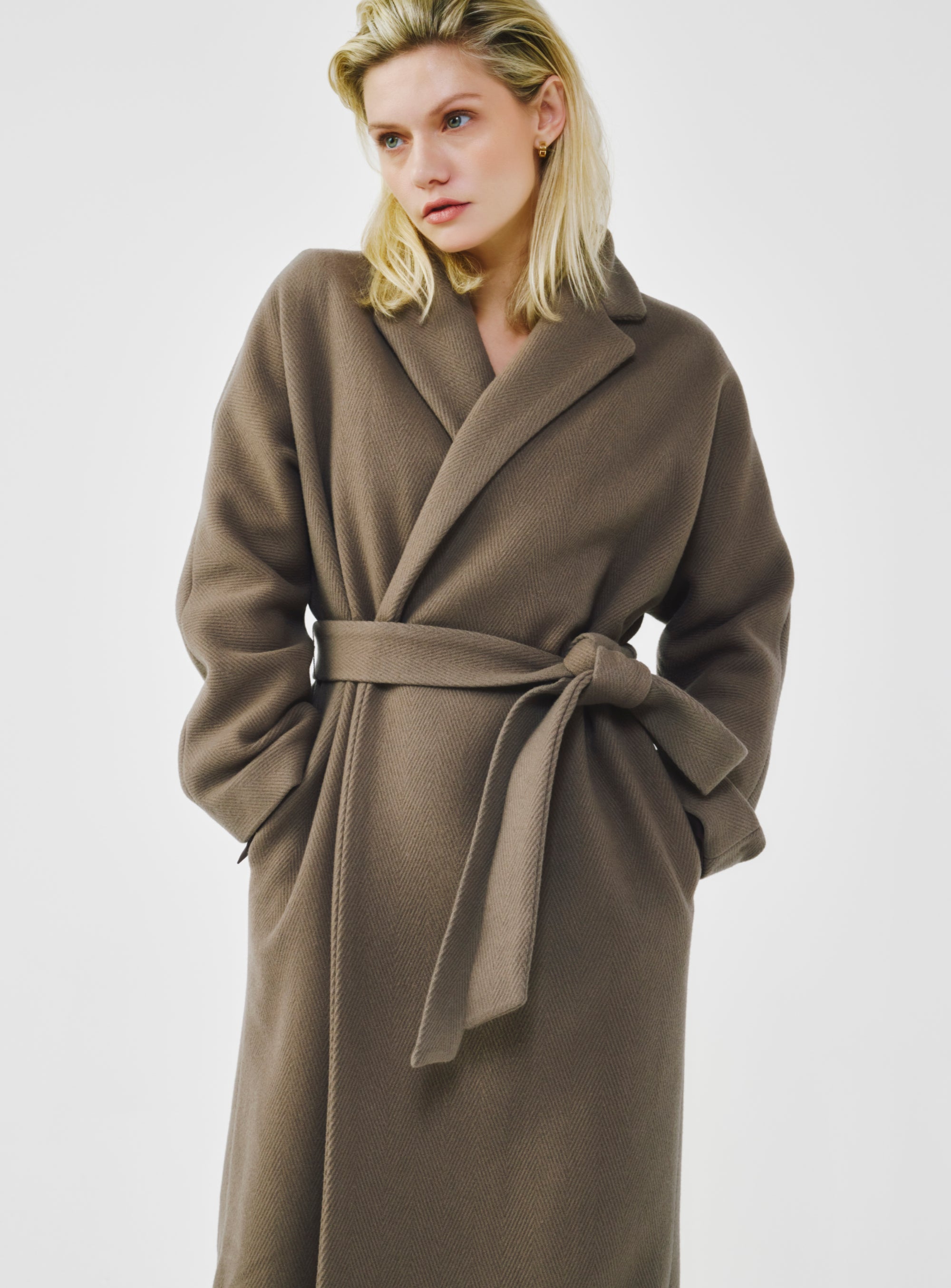 Herringbone Virgin Wool Wrap Coat – A.SHIMUS