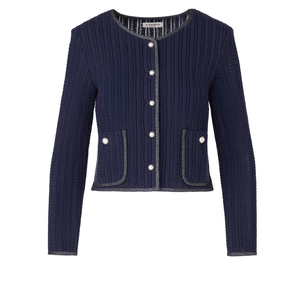 Lace Knit Cardigan - Navy