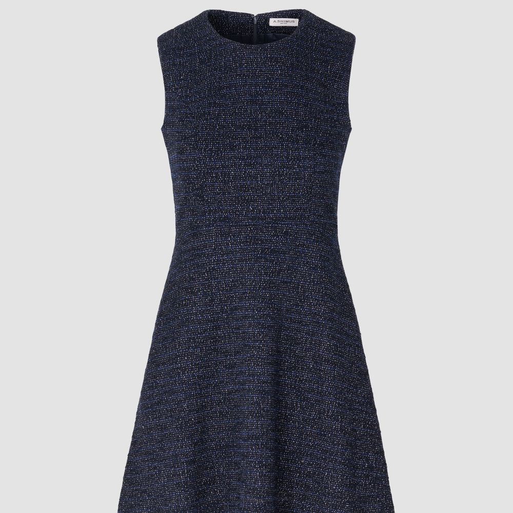 Sleeveless Cotton Tweed Dress Dark Navy / L Sleeveless Cotton Tweed Dress Dark Navy / L