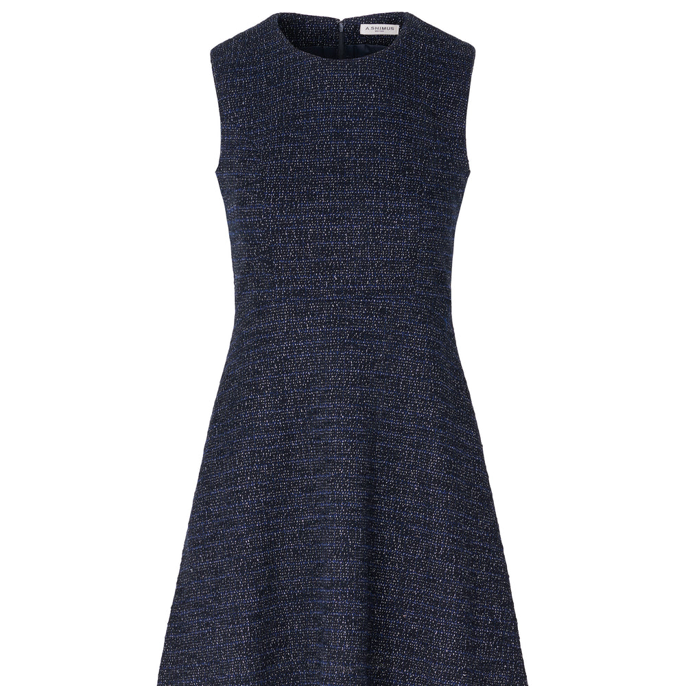 Sleeveless Cotton Tweed Dress - Dark Navy