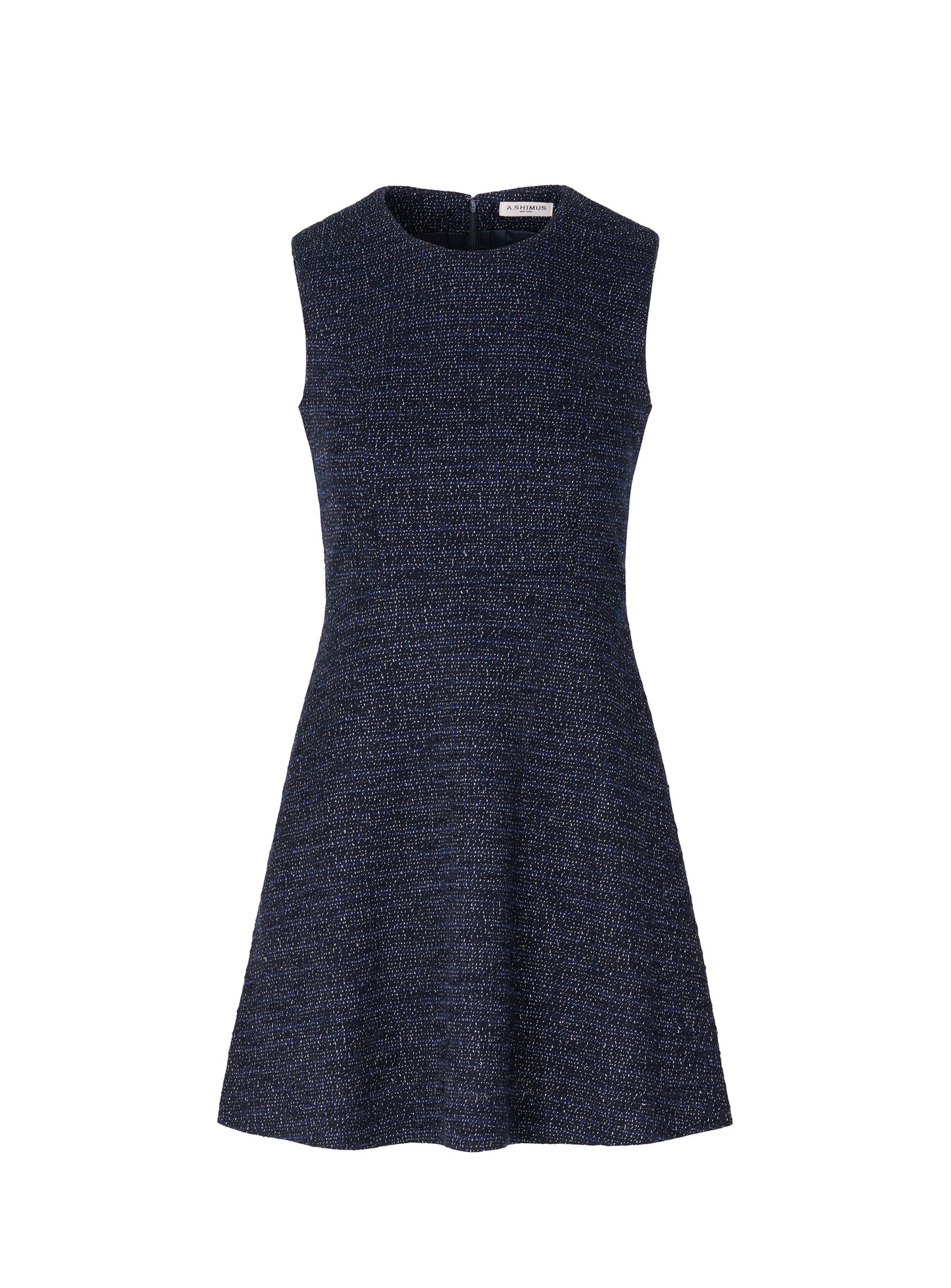 Sleeveless Cotton Tweed Dress - Dark Navy